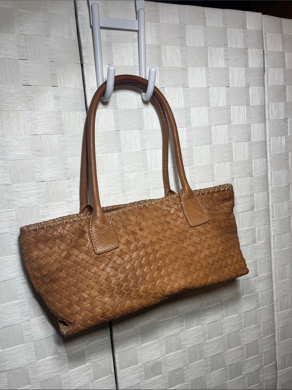 Fossil Woven Leather Shoulder Bag Brown Boho Eye Catching Beautiful RARE FIND